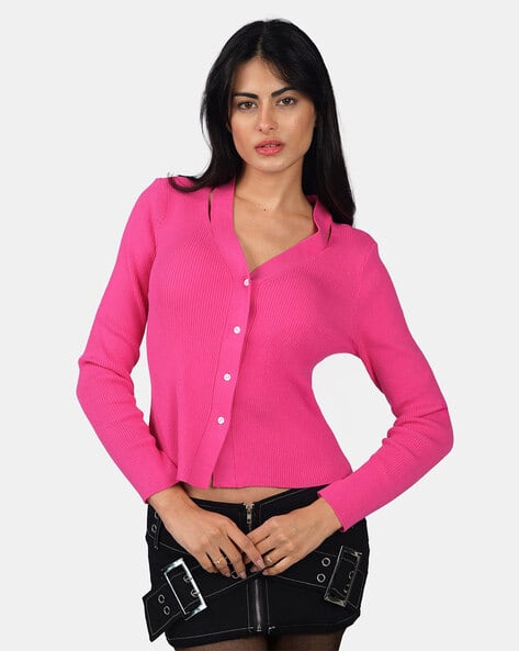 Virgio Women Ribbed Fitted Top