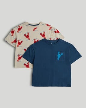 Boys Pack Of 2 Graphic Print Relaxed Fit T-Shirt-image-47