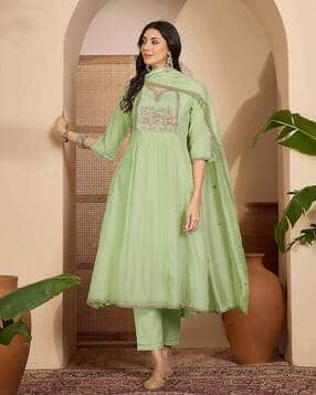 kvs fab Women Embroidered Anarkali Kurta with Pants & Dupatta-picture-12
