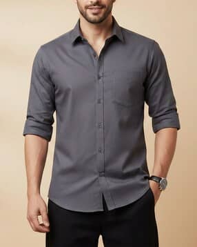 Men Regular Fit Shirt with Patch Pocket-image-15