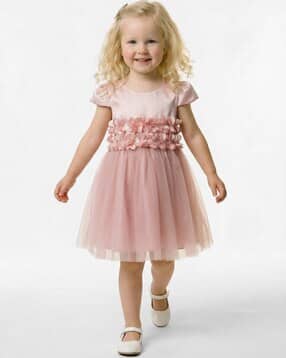 mothercare Girls Floral Accent Short Sleeve Tulle Dress-picture-34