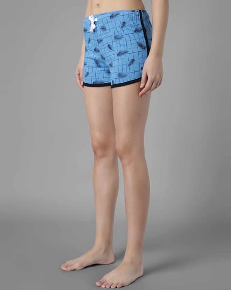 KOTTY Leaf Print Hig-Rise Knit Shorts