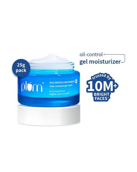 Plum 2% Niacinamide & Rice Water Superlight Gel Cream Winter Moisturizer for Face | 2X Oil-Free Hydration | Brightens, Fades Blemishes | Dermat-Tested | All Skin Types | Women & Men | 100% Vegan | 25 g