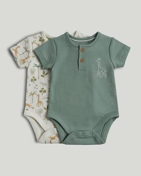 mothercare Printed Short Sleeves Bodysuit - Pack of 2-picture-30