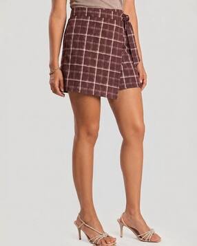 bene kleed Checked A-Line Skirt with Tie Up Detail-picture-13