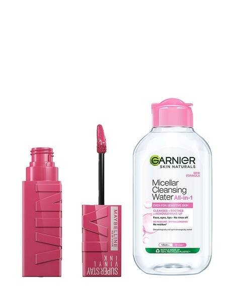 Maybelline New York Superstay Vinyl Ink Liquid Lipstick Coy with Garnier Micellar Cleansing Water Combo