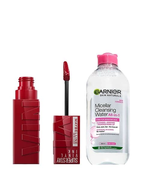 Maybelline New York Superstay Vinyl Ink Liquid Lipstick Lippy with Garnier Micellar Cleansing Water Combo