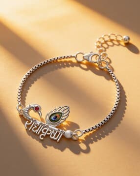 touch925 Unisex Sterling Silver Radha Krishna Mayur Link Bracelet-picture-32