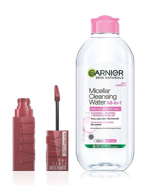 Maybelline New York Super Stay Vinyl Ink Liquid Lipstick & Garnier Micellar Water