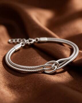 touch925 Women Sterling Silver Minimalist Knot Link Bracelet-picture-11