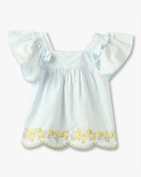 kg frendz Girls Regular Fit Top with Embroidered Scallop Hem-picture-12