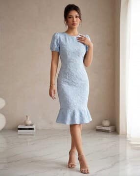 Women Floral Embossed Bodycon Dress-image-49