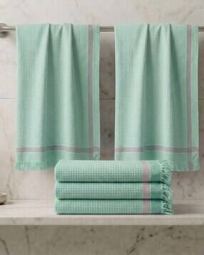 athom living Pack of 5 Lightweight Waffle Border Bath Towel-picture-46