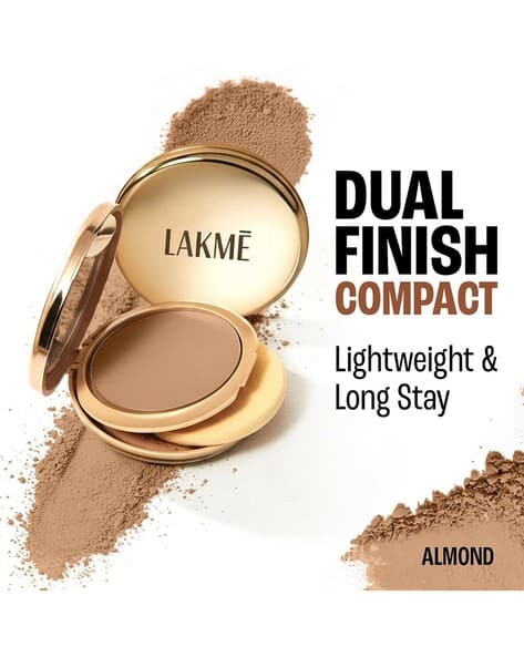LAKME 9 to 5 Unreal Dual Cover Pressed Powder 2 In 1 Compact & Foundation - 34 Almond