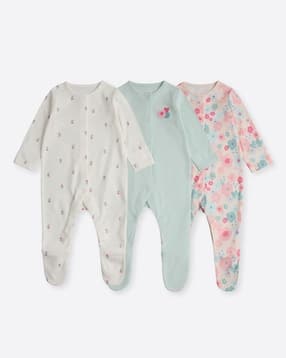 mothercare Pack of 3 Cotton Sleepsuits-picture-40