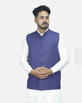 gargian master cut Men Checked Mandarin-Collar Sleeveless Nehru Jacket-picture-23