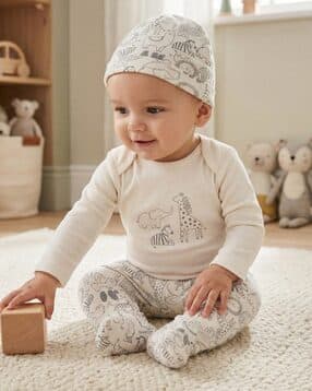 mothercare Infants Graphic Print Bodysuit & Pants with Beanie-picture-50