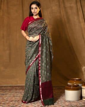 revangi Women Printed Saree with Blouse Piece-picture-17