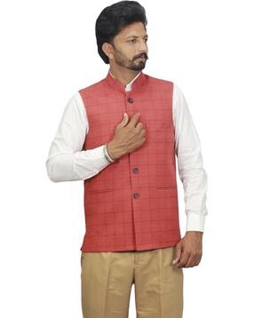 gargian master cut Men Checked Nehru Jacket-picture-24