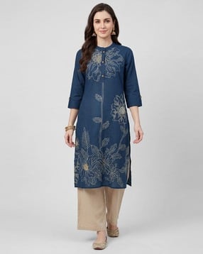 Women Cotton Straight Kurta-image-7