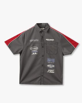 yb dnmx Boys Typographic Print Boxy Fit Cotton Shirt with Patch Pocket-picture-30