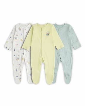 mothercare Boys Pack of 3 Printed Cotton Sleepsuits-picture-26