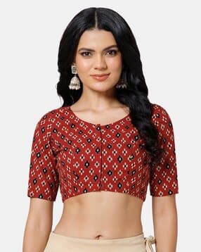 naidu hall Women Printed Front Open Cotton Blouse-picture-26