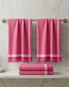 athom living Set of 4 Border Bath Towels-picture-33