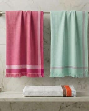 athom living Set of 3 Border Bath Towels-picture-35