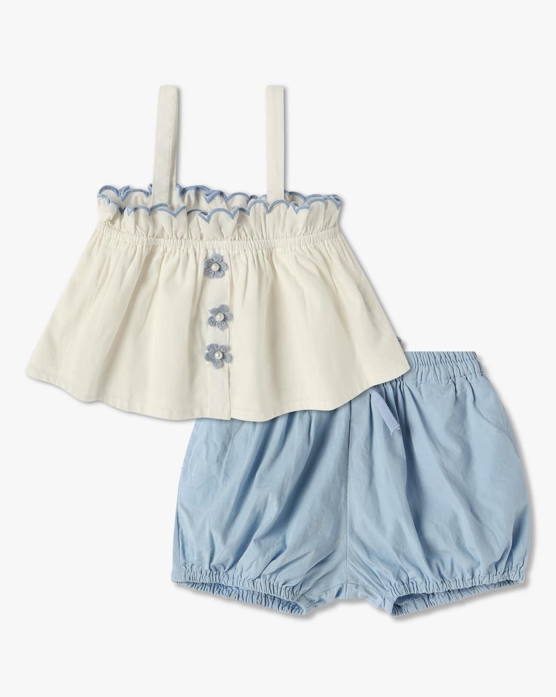 Girls Square-Neck Top & Shorts Set