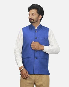 gargian master cut Men Checked Mandarin-Collar Sleeveless Nehru Jacket-picture-27