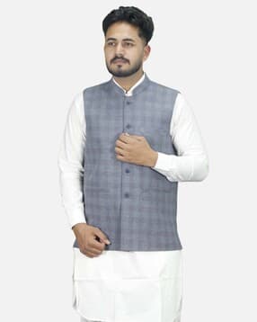 gargian master cut Men Checked Nehru Jacket-picture-33