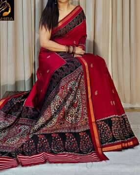 indie picks Kalamkari Print Linen Mulmul Cotton Saree -picture-31