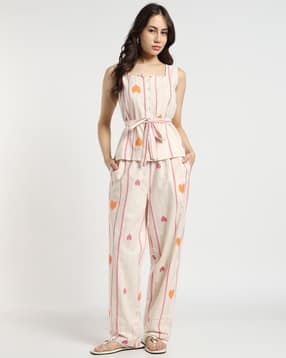svrnaa by azorte Yarn Dyed Top with Belt & Pants Set-picture-23