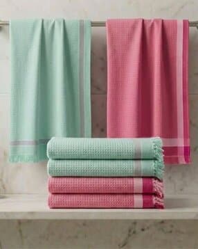 athom living Set of 6 Border Bath Towels-picture-13