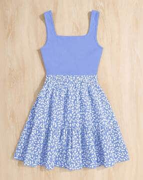 Girls Floral Print Fit & Flare Dress-image-49