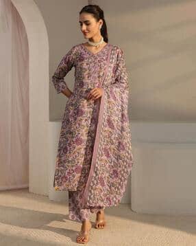 gerua by libas Women Floral Print 3-Piece Kurta Suit Set-picture-17