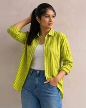buda jeans co Women Striped Regular Fit Shirt with Full Sleeves-picture-20