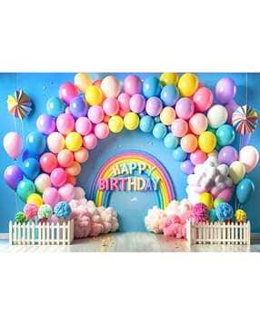 homebrew Happy Birthday Rainbow Balloon Backdrop -picture-17
