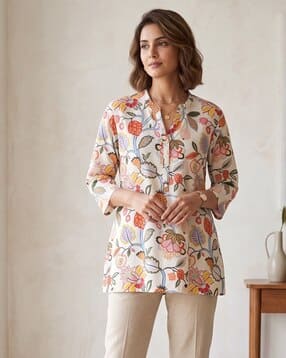 dharaa Women Floral Print Mandarin-Collar Tunic-picture-21