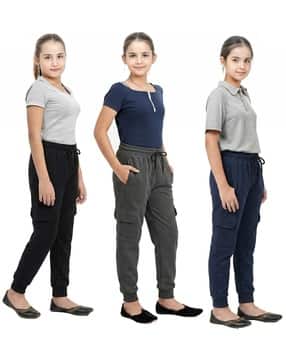 indiweaves Girls Pack of 3 High-Rise Joggers-picture-44