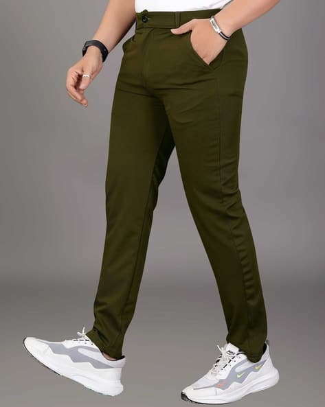 Alpha Tribe Men Slim Fit Flat-Front Chinos