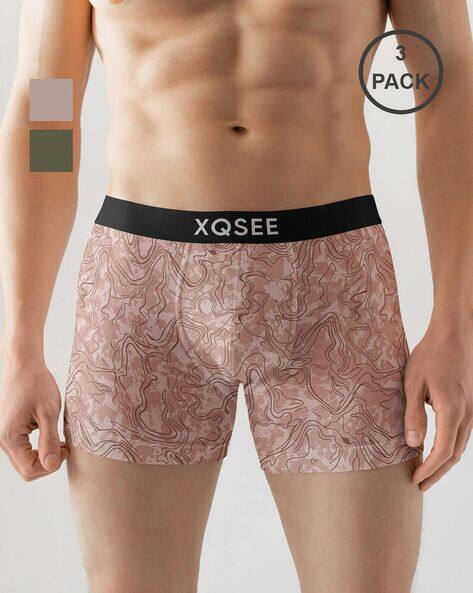 XQsee Men Pack of 3 Animal Print Trunks