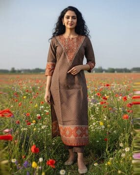 Embroidered Straight Kurta-image-0