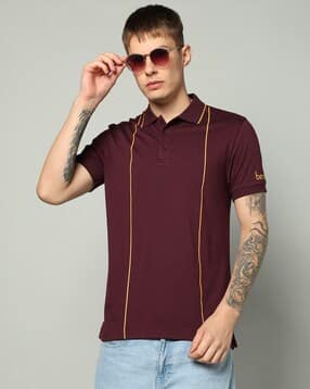 united colors of benetton Men Striped Regular Fit Polo T-Shirt with Contrast Piping-picture-15