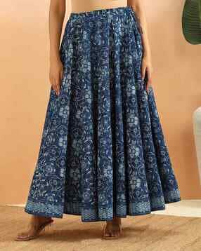 Women Floral Print Flared Skirt-image-17