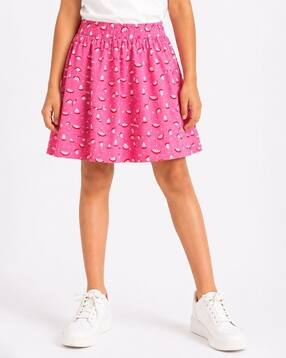 chilins Girls Graphic Print Cotton Flared Skirt-picture-30