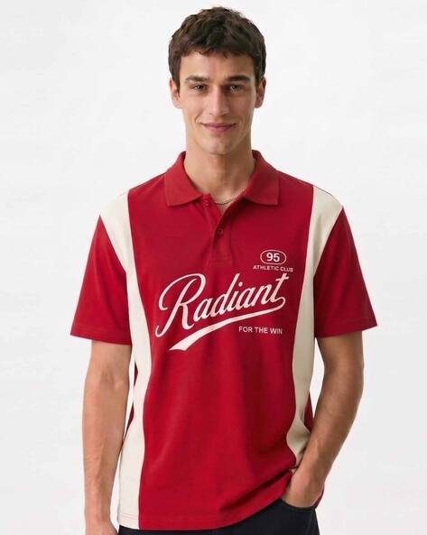 Buda Jeans Co Men Typographic Print Regular Fit Polo T-Shirt