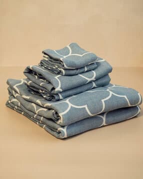 Set of 6 Geometric Print Bamboo Jacquard Towels-image-12
