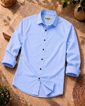 Men Regular Fit Shirt with Spread Collar-image-46